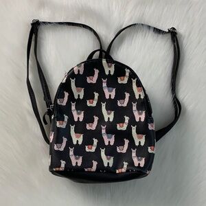 Charming Llama Print Kids Backpack - Black and Pink
